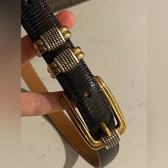 Brighton Classics 4B603 Belt Genuine Leather Lizard Embossed Black USA - Picture 3 of 7